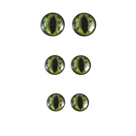 Green Alligator Inspired Glass Eyes Bundle Small Meduim or Large sizes 6mm to 30mm Jewelry Cabochons Art Taxidermy Domed (Medium Bundle)