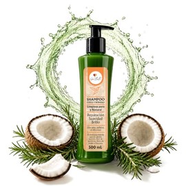 Shampoo Natural - Orgánico - Antícaida - Brillo - Reparación - Suavidad - Coco - Romero - Fácil de usar - 500ml - Ga Tlali - Sin Sales ni Sulfatos - Unisex - Hecho en México