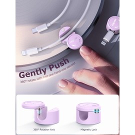 9 Pack Magnetic Cable Clips - Chfeila [Upgraded Twist-Lock] Cord Organizer, [360°Rotating Lid] Cable Management, Adhesive Wire Holder for Home Office Desk Desktop Nightstand Car Table Wall (Pink)