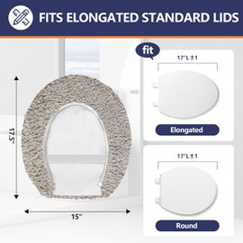 Baahrnom Luxury Soft Microfiber Toilet Lid Cover Machine Washable Solid Toilet Seat Cover 17.5" x 15" Adjustable Rubber Backing Fits Most 16-17.5" L x 14-16" W Round Oblong and Elongated Toilet Seat