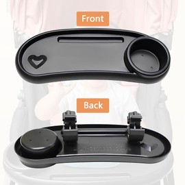 Universal Pram Tray, 3-in-1 Removable Drink Holder, 360 Degree Rotatable Drink Holder, Pram, Baby Snack Tray for Pram, Outdoor, Pram Accessories (Black)
