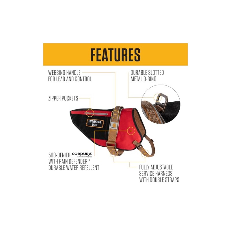 Carhartt - Arnés de Nailon Ripstop para Perro, Duradero y
