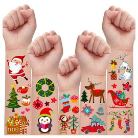 Partywind 150 Styles Christmas Kids Tattoos for Stocking Stuffers, Cute Christmas Party Supplies Favors Decorations for Boys and Girls, Holiday Gifts Pinata Games (12 Sheets)
