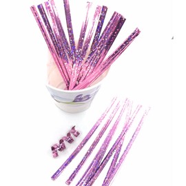 Weststone 100pcs 4" Metallic Twist Ties (Pink Holographic)