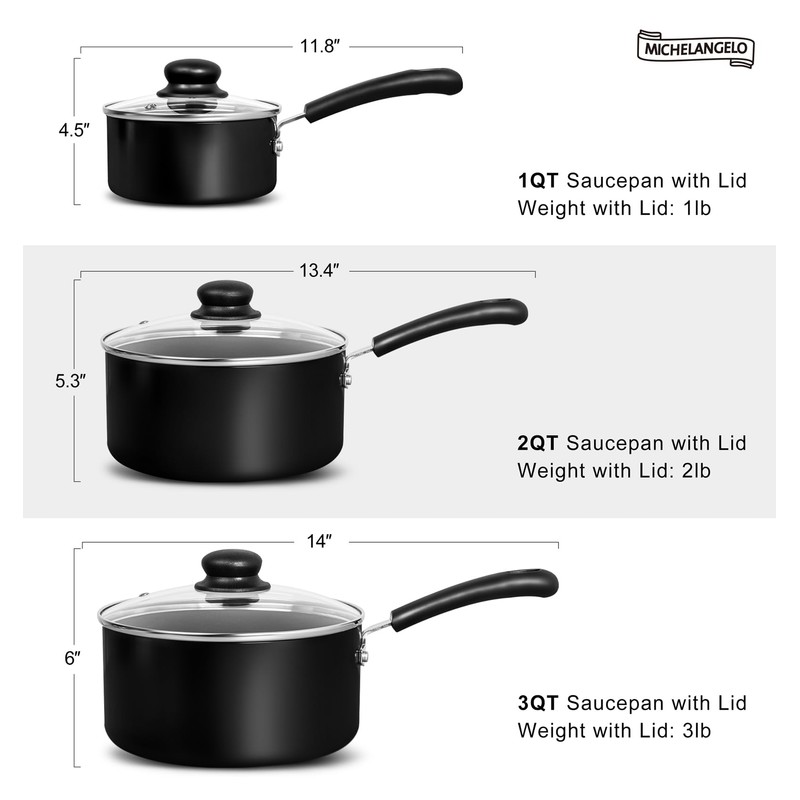MICHELANGELO Nonstick Saucepan with Lid, Ceramic Sauce Pan Sets with