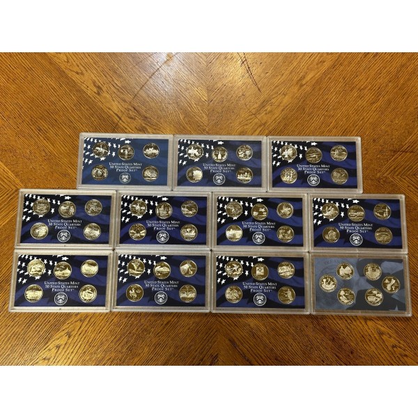 1999-2009 State Quarters Sets w/Territories Proof in Cases