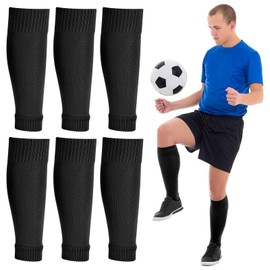Peaken Football Sock Sleeve, 3 Pair Team Leg Sock Black Sock Sleeve Football for Football Running or Training Beginner (Adult, Black)