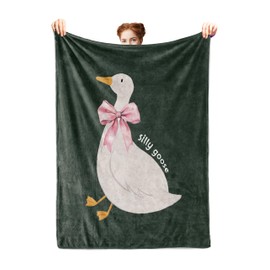 MericTop Silly Goose Decor Blankets, pink bow blanket, Cute Goose Theme Blanket Throws for Girls Kids Bedroom Couch, Goose Gifts, Goose Decor, Coquette Goose Gifts for Trendy Girls Women, 50x60 Inches