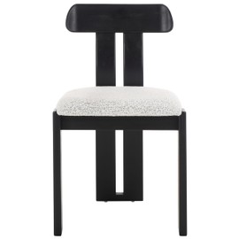 SAFAVIEH Home Collection Cayde Mid-Century Modern Black & White Solid Wood & Boucle Seat Dining Chair