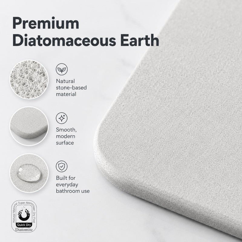 Stone Bath Mat Quick Dry, Diatomaceous Earth Bath Mat Non