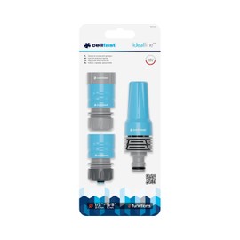 Cellfast Adjustable Hose Nozzle Set IDEAL 1/2"-5/8", Includes 2 Quick Tap Connector, Non-Gradual Water Stream Regulation, 50-705, Blue, 1/2”
