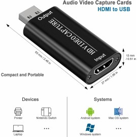 Digitnow! Audio Video Capture Cards 4K 1080P HDMI to USB 2.0 Record to DSLR Camcorder Cam