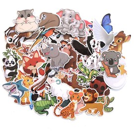 Mistree Children's Animals, Animal Stickers, Stickers for Children, Waterproof, Funny Animal Patterns, Learning Animals in the Game, Stickers Children's Set, Pack of 50