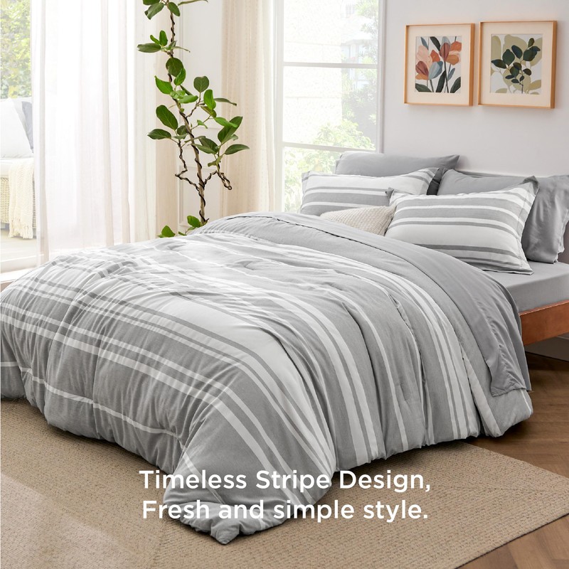 Bedsure California King Comforter Set Size 7 Pieces, Gray White