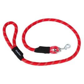 ZippyPaws Climbers Rope Heavy Duty Dog Leash - Thick Leashes for Large Breed Dogs, Durable 2/3'' Climbing Rope, 6 Feet Long, Comfortable Woven Design, Tested Strength Over 3000 lbs - Red