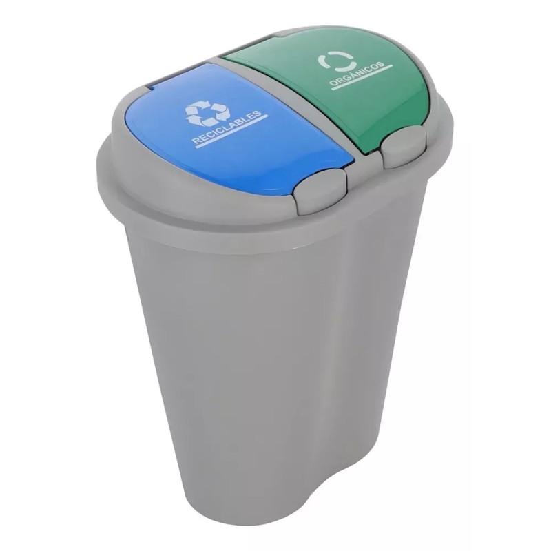 DecoHome Bote De Basura 2 Compartimentos Organicos Reciclables 50lts