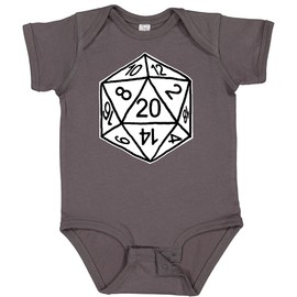inktastic 20 Sided White Dice Baby Bodysuit Newborn Charcoal Grey - Gus Fink Studios 2a8e0