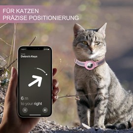 Airtag Cat Collar, Leather Airtag Collar Cat, Reflective Adjustable GPS Cat Collar, Airtag Case for Tracking Cat, Anti-Lost, Airtag Cat for Large/Medium/Small Cat (S, Pink)