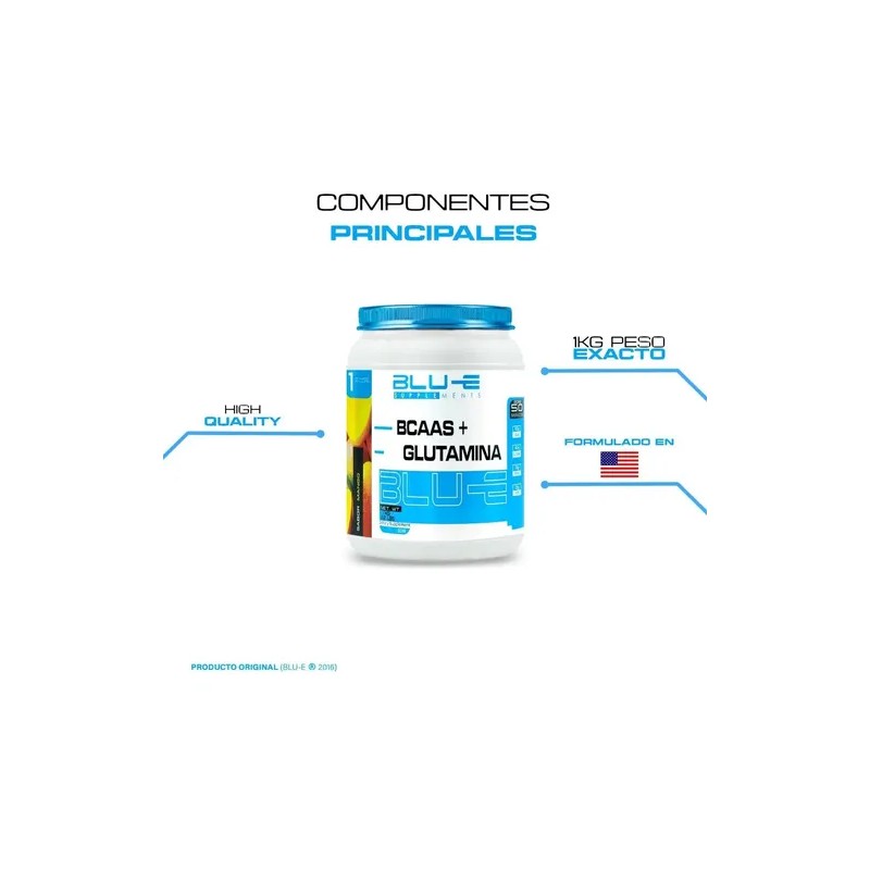 Aminoácidos Bcaas + Glutamina Blu-e 1kg Varios Sabores Full