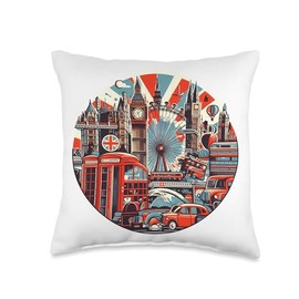 Pop & Fun Sockets London England for UK Throw Pillow, 16x16, Multicolor