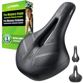 RBRL Bicycle Saddle - Comfortable, Wide Pro Memory Foam Saddle with Double Shock Absorption, Waterproof Bicycle Saddle, Bicycle Seat for MTB, BMX & Road Bike, Comfortable & Ergonomic