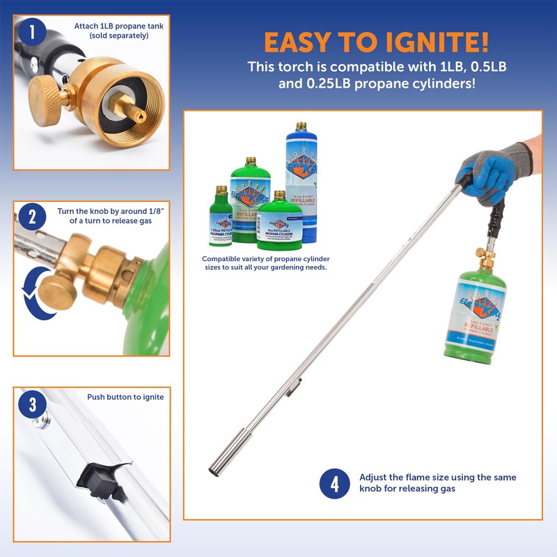 Flame King YSNPQ810CGA Propane Torch Weed Burner with Integrated Lighter,