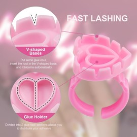 Gakonp 300Pcs Glue Rings for Eyelash Extensions - Disposable Makeup Rings Cups Tattoo Glue Holder Ink Ring Adhesive Makeup Glue Ring Plastic Nail Art Eyelash Extension Rings