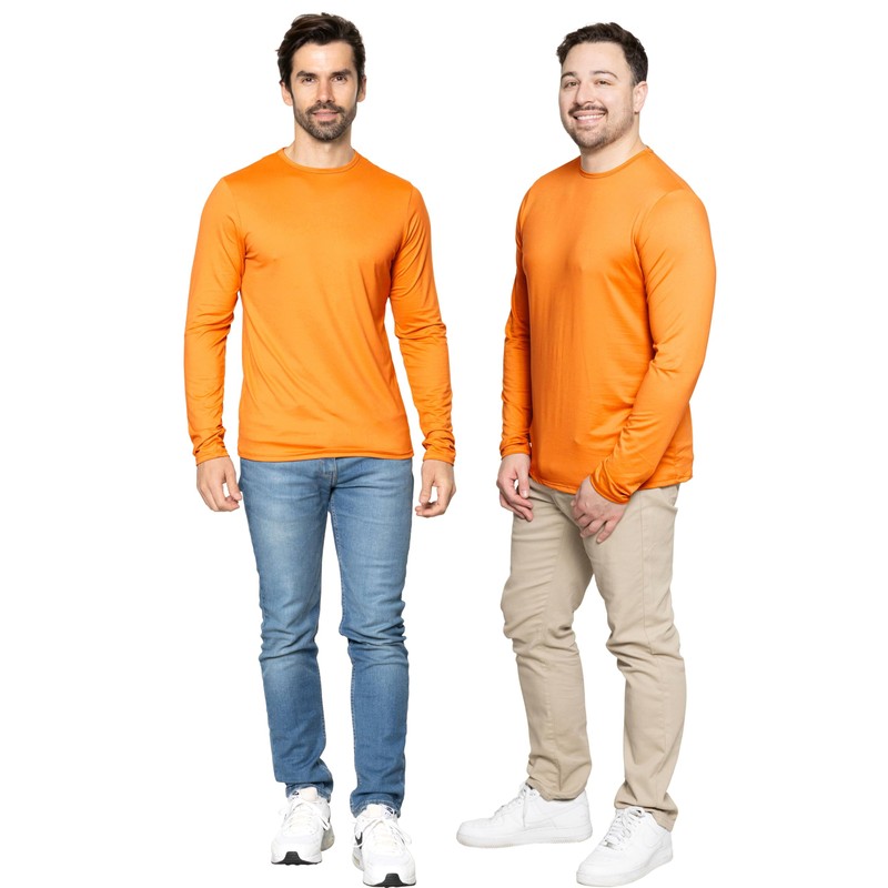 Men's Long Sleeve Crew Neck Top Orange Medium