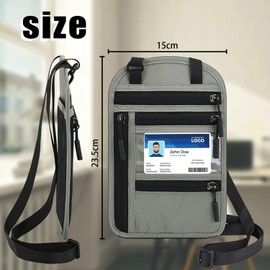 1pc Passport Case, Organizer, Travel Document Pocket, Adjustable Bag, Vacation Purse Bag, Security Neck Wallet, Waterproof Passport Pouch, Travel Essentials (Light Gray)