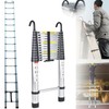 Aluminum Telescoping Ladder with Hooks, 20.3FT Telescopic Ladder One Button