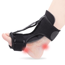 FAMJOAL Plantar Fasciitis Night Splint, Night Splint for Plantar Fasciitis Men and Women, Achilles Tendonitis Relief Brace, Foot Drop Brace（Black)