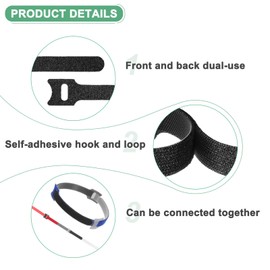 M METERXITY 100-Pack Reusable Cable Ties, 8 in Fastening Adjustable Hook and Loop Tie Wrap Cable Straps Wire Ties Multi-Purpose Cable Ties for Office/Home/Data Centers [Black]