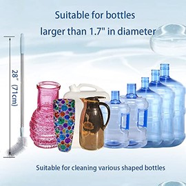 Paquete de 2 cepillos de botella de 28 pulgadas de largo, cepillo para polvo limpiador de botellas de 3 y 5 galones, cerdas de nailon y mango de acero inoxidable, cepillo para polvo de limpieza