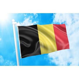 DMSE Kingdom of Belgium Black Yellow Red Flag 2X3 Ft Foot 100% Polyester 100D Flag UV Resistant (2'X3' Ft Foot)