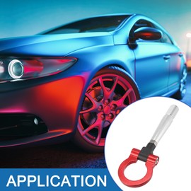 A ABSOPRO Track Racing Front Rear Bumper Screw on Tow Hook Trailer Ring Towing Tow Hook for Mitsubishi Lancer x 10 2008-2016 Aluminum Alloy Red Round 1 Pc