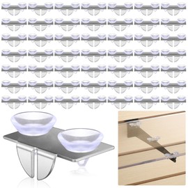 Tandefio 50 Pcs Center Shelf Rest Clip with Rubber Cushion, Galvanized Metal Glass Shelf Brackets Balancing Clip for Brackets to Hang Glass, Metal, Wood