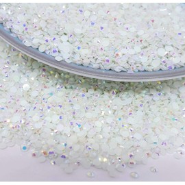 MajorCrafts 500pcs 6.5mm ss30 Jelly AB Flat Back Round 14 Facets Resin Rhinestones Arts and Crafts Embellishment Gems (White AB C61)