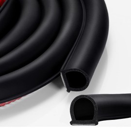 65.6 Feet Door Weather Stripping Self Adhesive Rubber Soundproof Door Seal Strip for Windows Replaceable Cord Weatherstrip Black Door Draft Stopper Card Slot Installation Seals