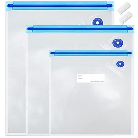 Daarcin Sous Vide Bags 3 Size 18pcs BPA Free Reusable Vacuum Zipper Sealer Bags for Food Storage,Meal Prep，Sous Vide Cooking,with 2 Sealing Clips for Anova and Joule Cookers