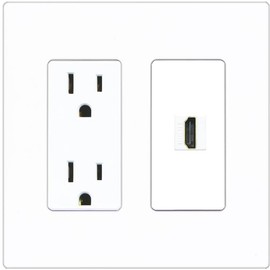 RiteAV HDMI Wall Plate 1 Port - Outlet [Screwless White]