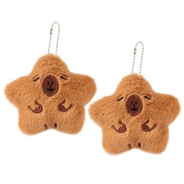 Capybara Key Pendant, Cuddly Toy Keyring Plush Keychain, It Can Squeak And Suitable For Hanging On Shoulder Bags, Purses, Handbags, Car Keys, Pack of 2, brown, M