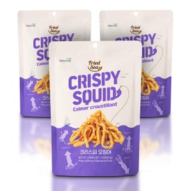 Calamari Chips Made with Real Squid [ 3 PACK ] Crunch + Crispy Healthy Snacks, Low Calorie Finger Food, Asian Snack ON THE GO by [FRIED SEA] <180 calories> Made in Korea