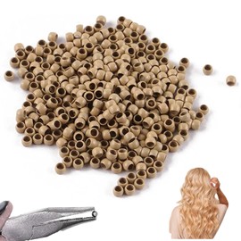 1000PCS 2.5mm Copper Nano Beads for Hair Extensions, Nano Ring Micro Link Tubes for Tip/Ring Hairs, Dreadlocks & DIY, Hair Extension Beads Link Tools Accessories (Blonde)