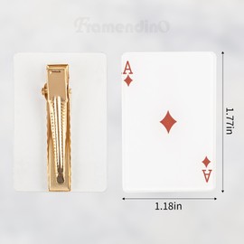 Framendino, 10 Pcak Poker A Hair Clips Acrylic Funny Playing Cards Hairpins Barrette for Women Party Decorations