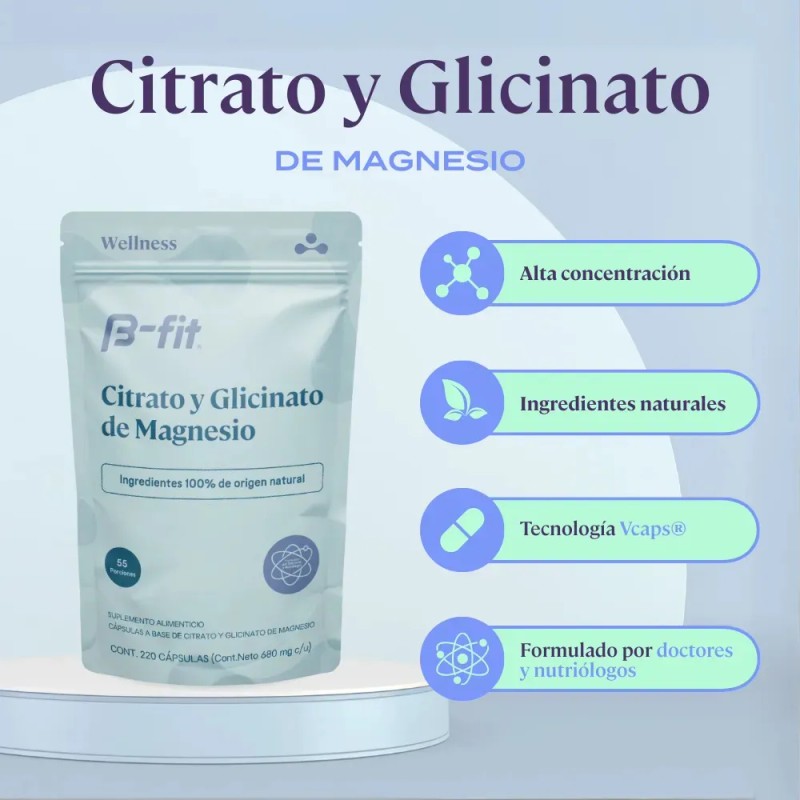 Fit Citrato Glicinato Magnesio 220 Cápsulas 496 Elemental Por Dosis