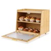 GarveeHome Bamboo Bread Box for Kitchen Counter, Double Layer Large