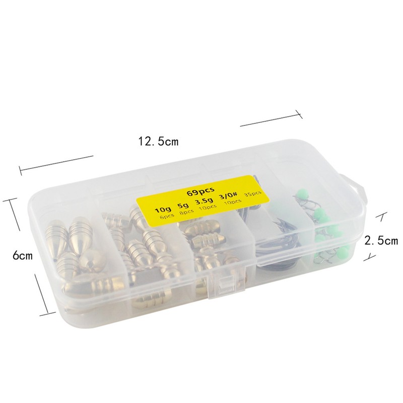 Fishing Accessories Kit Fish Gears with Threaded Bullet Weights Crank