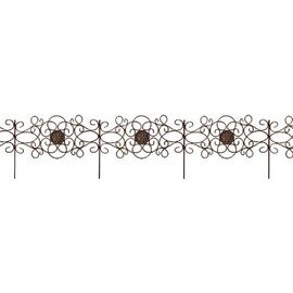 Grasslands Road Angel's Court Heavy Copper Finish Metal Scrolled Fence Edging, 4-Piece Set