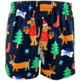 ROCK ATOLL Calzoncillos calzones de algodón con estampado de animales divertidos y coloridos para hombre, S-XXL, Estampado de perro Chistmas, Small
