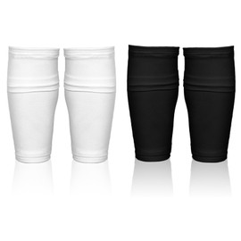 2 Pairs Soccer Shin Guard Sleeves Youth with Pockets,Soft Breathable Soccer Shin Pad Holder Sleeve Socks,Protective Leg Guard Covers with Pocket for Teenagers Kids Adults,Football(M Size)